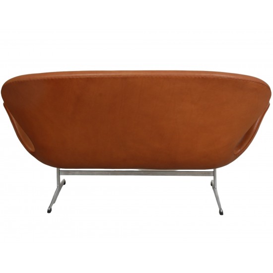 K b brugt Arne Jacobsen Svane sofa i cognac anilin l der